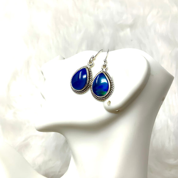 Blue Aura Opal Earrings