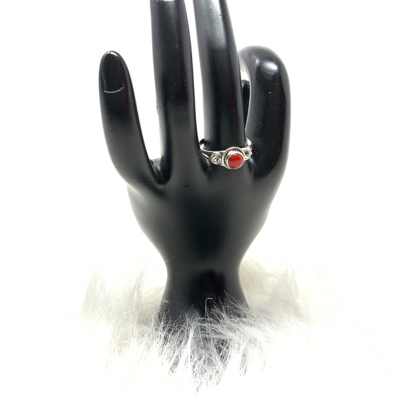 Red Coral Ring, size 8.5