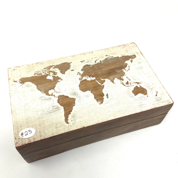 World Map Laser Engraved Wood Box