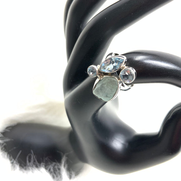 Multistone Aquamarine Ring, size 5