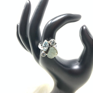 Multistone Aquamarine Ring, size 8