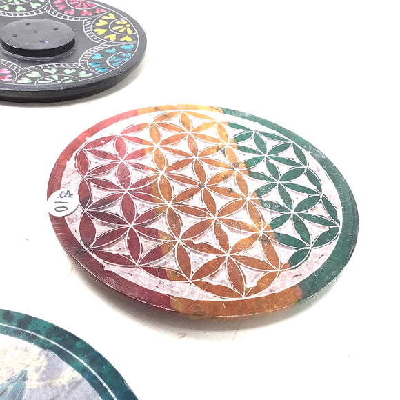 Dyed Rainbow Stone Disc Incense Burner